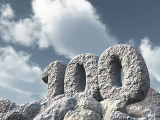 Image showing number one hundred rock - 3d rendering