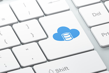 Image showing Cloud networking concept: Database With Cloud on computer keyboard background