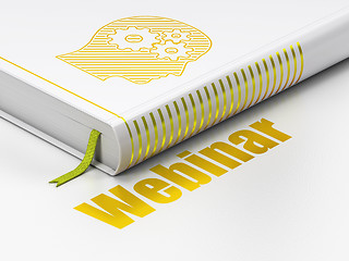 Image showing Studying concept: book Head With Gears, Webinar on white background