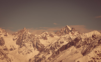 Image showing Mountain peaks in winter