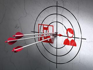 Image showing Law concept: arrows in Criminal Freed target on wall background