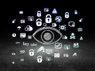 Image showing Security concept: Eye in grunge dark room