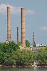 Image showing Old Industrial Chimneys