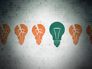 Image showing Finance concept: light bulb icon on Digital Paper background