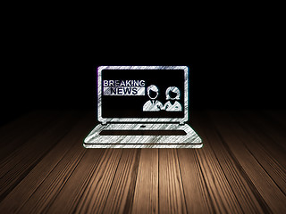 Image showing News concept: Breaking News On Laptop in grunge dark room