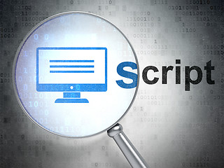 Image showing Database concept: Monitor and Script with optical glass