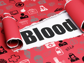 Image showing Health concept: black text Blood under the piece of  torn paper