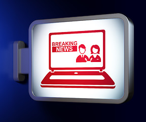 Image showing News concept: Breaking News On Laptop on billboard background