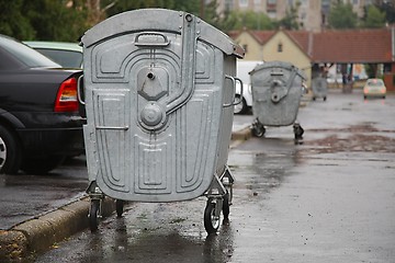 Image showing Garbage Containers Full, Overflowing