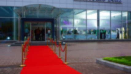 Image showing red carpet with the sides, blurred background
