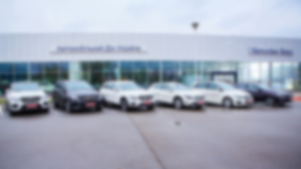 Image showing Abstract blurred photo of motor show, car show room,