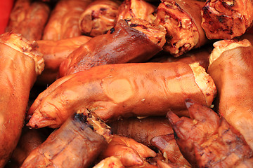 Image showing smoked pig legs texture