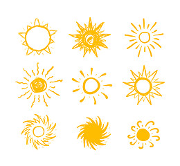 Image showing Sun drawn vector icons