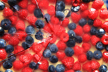 Image showing raspberries and blueberries cake