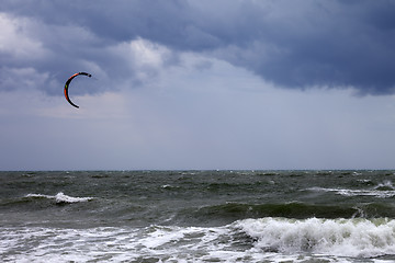 Image showing Power kite and storm sky
