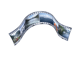 Image showing Tourism and travel concept. Film strip developing a pleasur cruise.