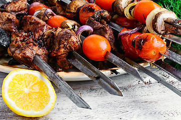 Image showing Beef on skewers