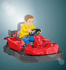 Image showing Boy driving go kart