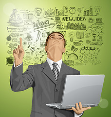 Image showing Vector Business Man Shows Something With Finger