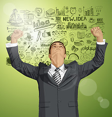 Image showing Vector Businessman With Hands Up