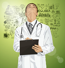 Image showing Vector Doctor Man With Clipboard