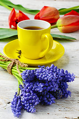 Image showing flowers and tea 