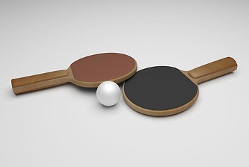 Image showing ping pong rackets and ball