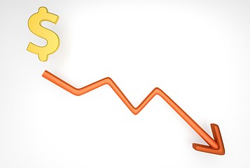 Image showing decreasing graph with dollar symbol