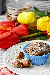 Image showing Chocolate cake with hazelnuts