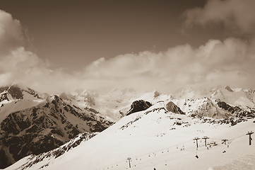 Image showing Ski resort. Toned landscape.