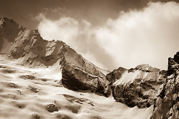 Image showing Glacier in winter mountains