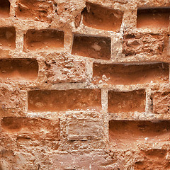 Image showing close-up abandoned  brick  wall 