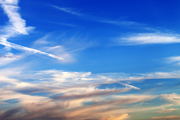 Image showing Multicolor sunrise sky at windy day