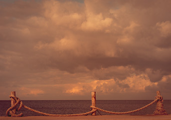 Image showing Seafront and cloudy sky in autumn