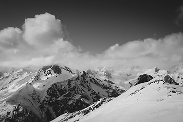 Image showing Black and white ski slope