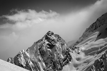 Image showing Black and white snowy mountains