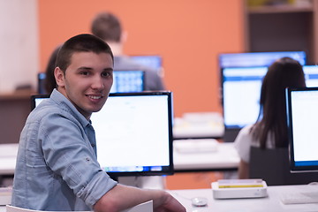 Image showing technology students group in computer lab school  classroom