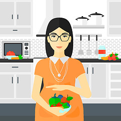 Image showing Pregnant woman with vegetables.