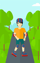 Image showing Sporty man on roller-skates.