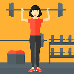 Image showing Woman lifting barbell.