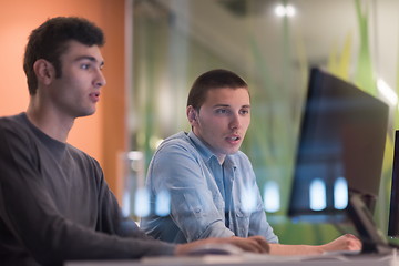 Image showing technology students group working  in computer lab school  class