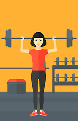 Image showing Woman lifting barbell.