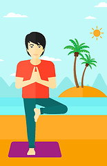 Image showing Man practicing yoga.