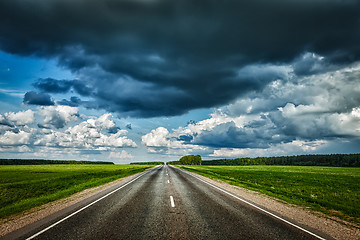 Image showing Road and stormy sky