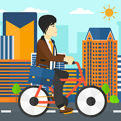 Image showing Man cycling to work.