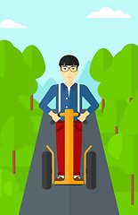 Image showing Man riding on electric scooter.