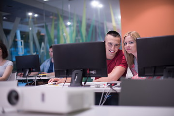 Image showing technology students group in computer lab school  classroom