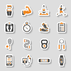 Image showing Fitness Icon Sticker Set