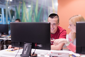 Image showing technology students group in computer lab school  classroom