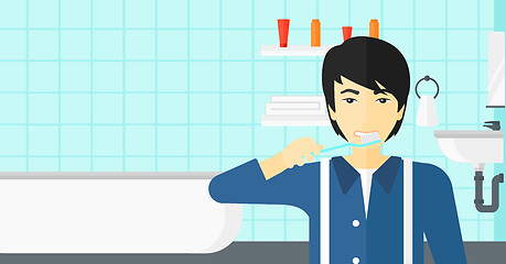 Image showing Man brushing teeth.